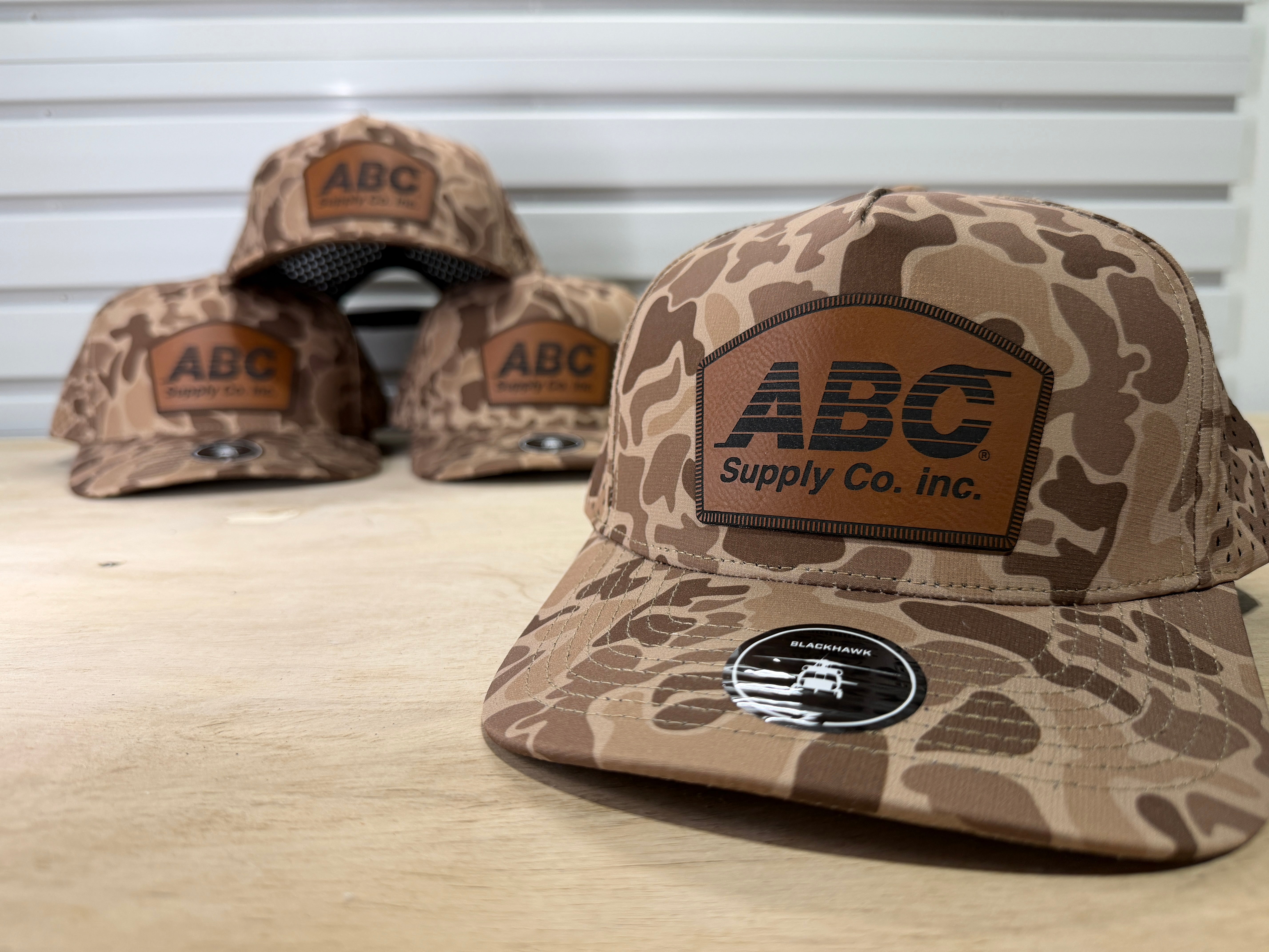 ABC Supply | Blackhawk Hat | Brown Old School Camo | Rawhide Rounded Dome Patch