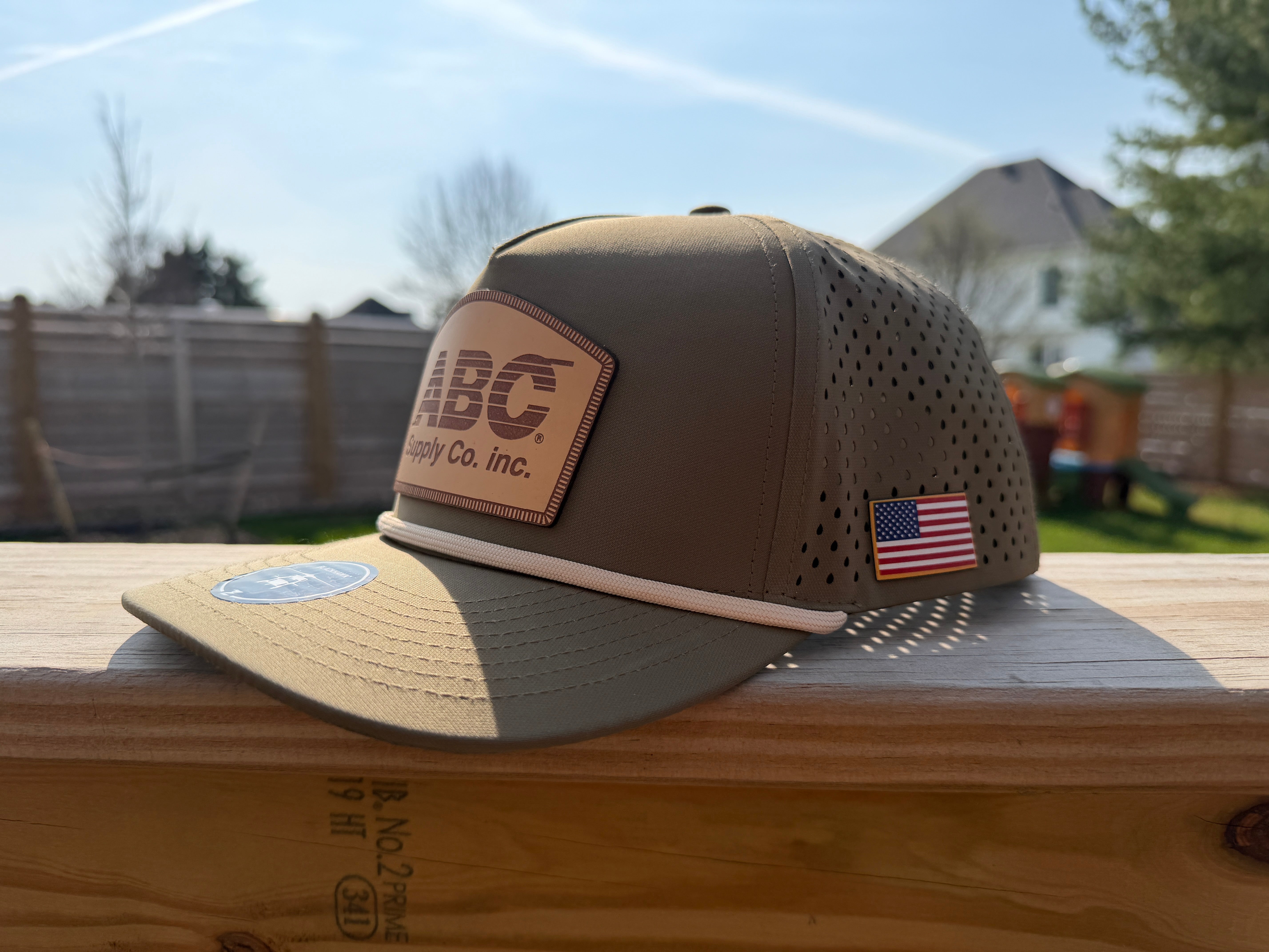 ABC Supply | Blackhawk R+ Rope Hat | Dark Olive Khaki | Natural Leather Round Dome Patch