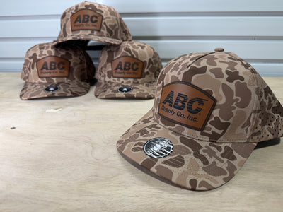 ABC Supply | Blackhawk Hat | Brown Old School Camo | Rawhide Rounded Dome Patch