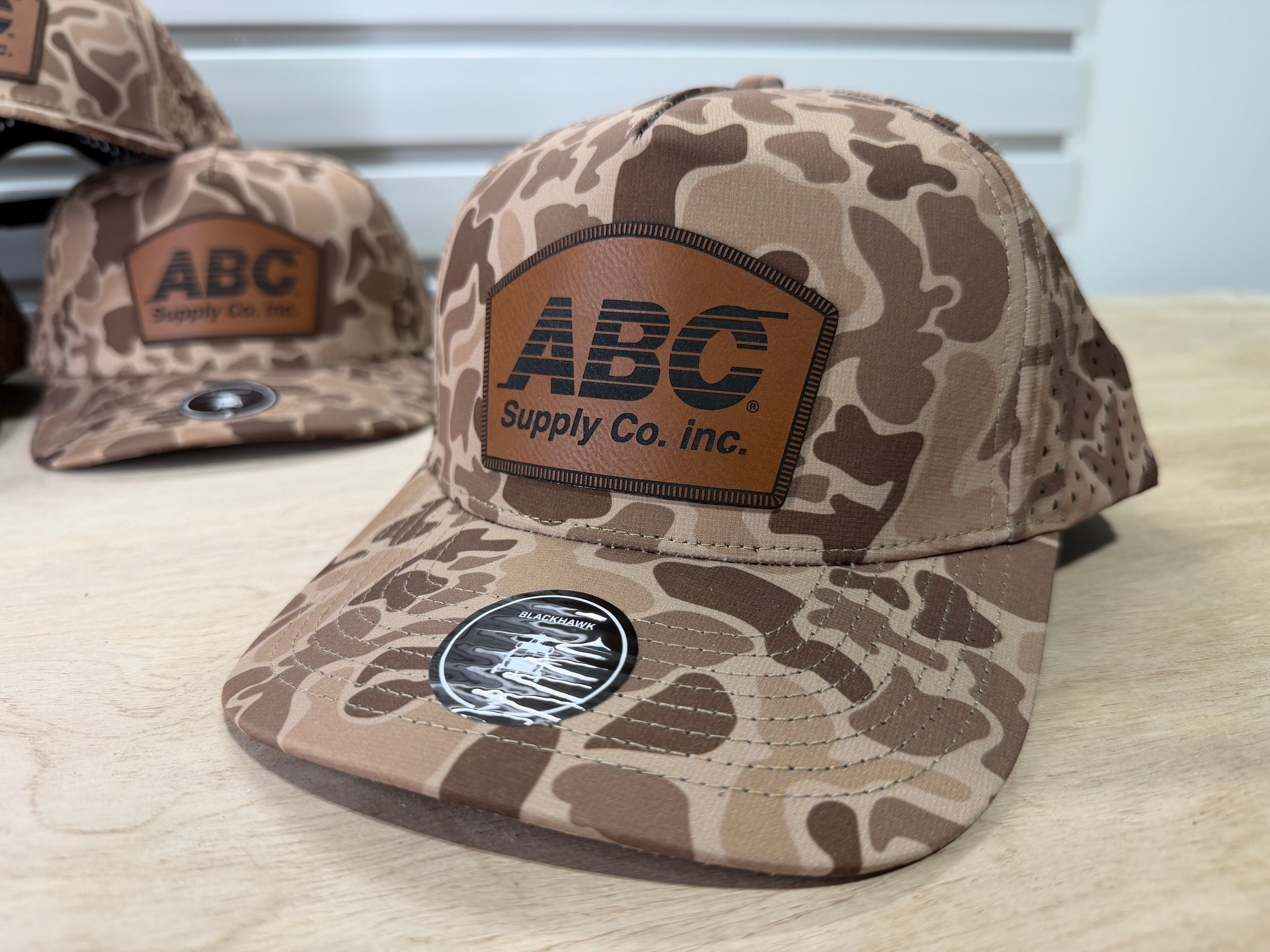 ABC Supply | Blackhawk Hat | Brown Old School Camo | Rawhide Rounded Dome Patch