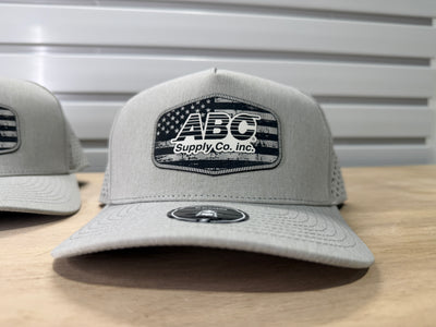 ABC Supply | Blackhawk Hat | Heather Grey | Glossy White Distressed Flag | Hexagon Patch
